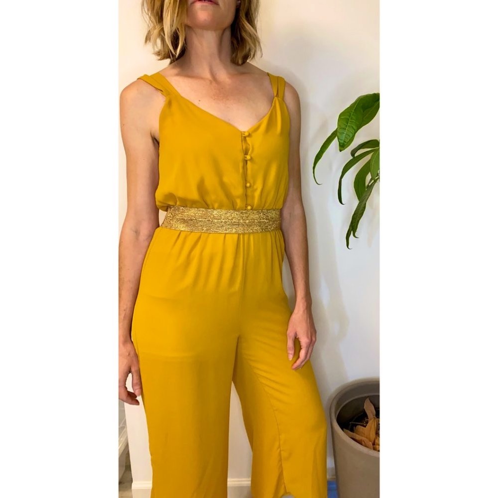 Sienna Sky Turmeric Jumpsuit Wide-Leg Crop - XS